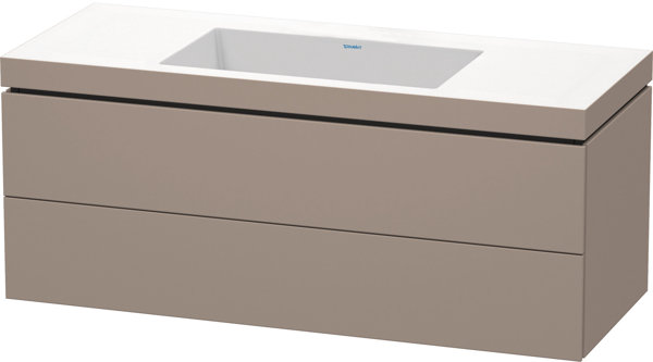 Bild von Duravit L-Cube Möbelwaschtisch c-bonded mit Unterbau wandhängend, 120x48 cm, 2 Schubkästen, ohne Überlauf, ohne Hahnloch, Farbe: Basalt Matt Dekor