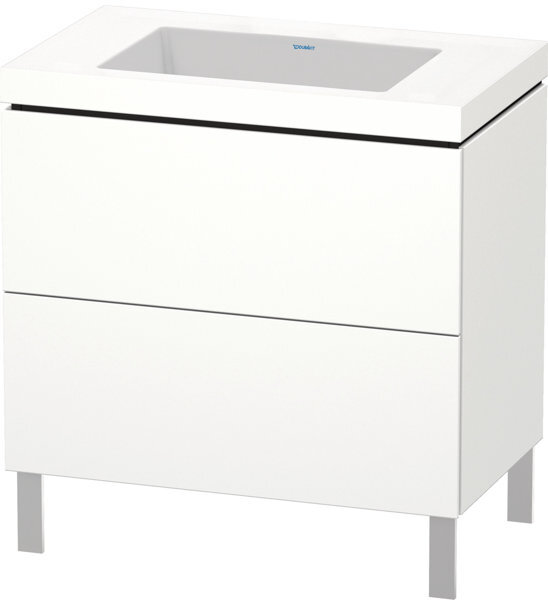 Bild von Duravit L-Cube Möbelwaschtisch c-bonded mit Unterbau bodenstehend, 80x48 cm, 2 Auszüge, ohne Überlauf, ohne Hahnloch, Farbe: Kastanie Dunkel Dekor