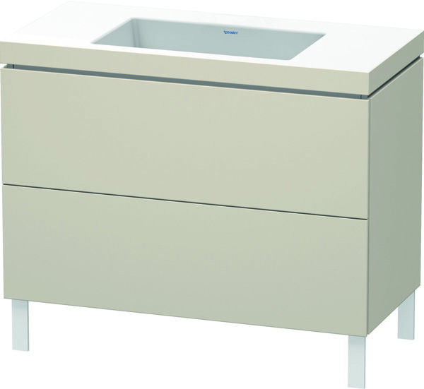 Bild von Duravit L-Cube Möbelwaschtisch c-bonded mit Unterbau bodenstehend, 100x48 cm, 2 Auszüge, ohne Überlauf, ohne Hahnloch, Farbe: Taupe Dekor