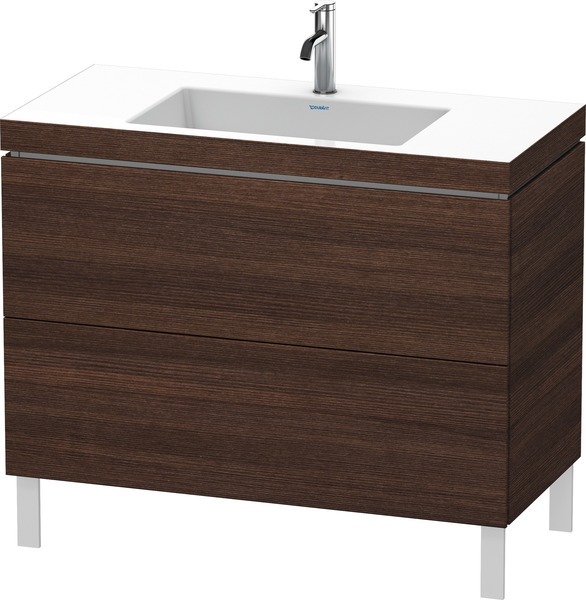 Bild von Duravit L-Cube Möbelwaschtisch c-bonded mit Unterbau bodenstehend, 100x48 cm, 2 Auszüge, ohne Überlauf, 1 Hahnloch, Farbe: Kastanie Dunkel Dekor
