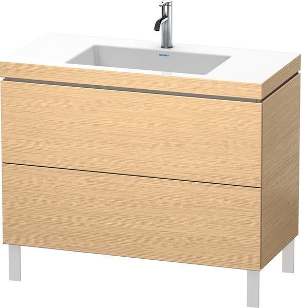 Bild von Duravit L-Cube Möbelwaschtisch c-bonded mit Unterbau bodenstehend, 100x48 cm, 2 Auszüge, ohne Überlauf, 1 Hahnloch, Farbe: Eiche gebürstet Echtholzfurnier