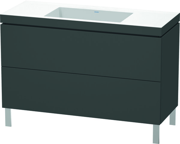 Bild von Duravit L-Cube Möbelwaschtisch c-bonded mit Unterbau bodenstehend, 120x48 cm, 2 Auszüge, ohne Überlauf, ohne Hahnloch, Farbe: Graphit Matt Dekor