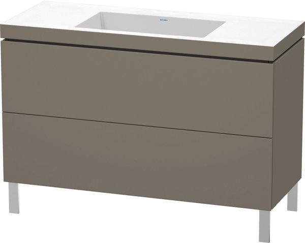 Bild von Duravit L-Cube Möbelwaschtisch c-Bonded mit Unterbau bodenstehend, 120x48 cm, 2 Auszüge, ohne Überlauf, ohne Hahnloch, Farbe: Flannel Grey Seidenmatt Lack - LC6939N9090