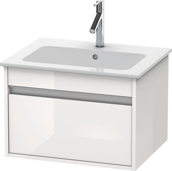 Bild von Duravit Ketho Waschtischunterschrank wandhängend 6418, 1 Auszug, 600mm, für ME by Starck 233663, Farbe (Front/Korpus): Weiß Hochglanz Dekor