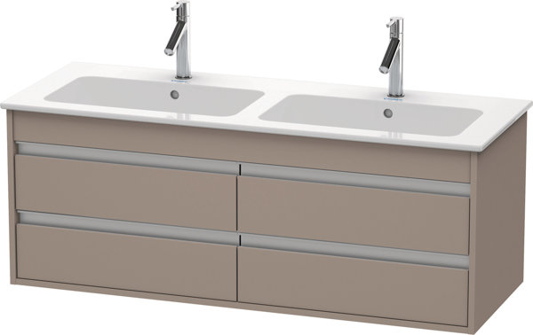 Bild von Duravit Ketho Waschtischunterschrank wandhängend 6433, 4 Schubkästen,  inkl. Siphonauschnitt und Schürze, 1270mm, für ME by Starck  233613, Farbe (Front/Korpus): Basalt Matt Dekor