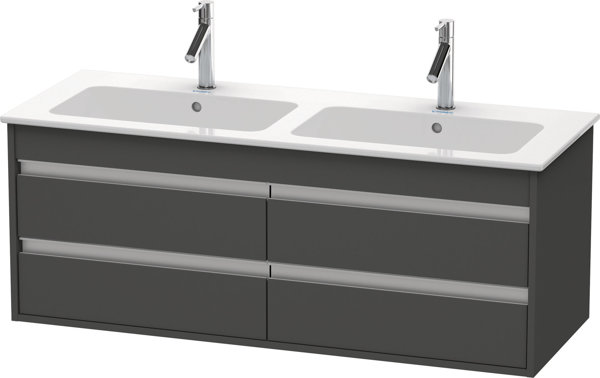 Bild von Duravit Ketho Waschtischunterschrank wandhängend 6433, 4 Schubkästen,  inkl. Siphonauschnitt und Schürze, 1270mm, für ME by Starck  233613, Farbe (Front/Korpus): Graphit Matt Dekor