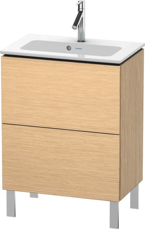 Bild von Duravit L-Cube Waschtischunterbau stehend Compact, 2 Auszüge, Breite: 620mm, für Me by Starck 234263, Farbe: Eiche gebürstet Echtholzfurnier