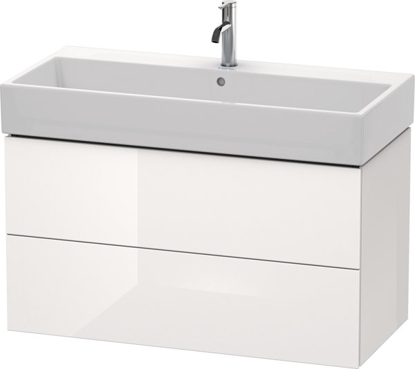 Bild von Duravit L-Cube Waschtischunterbau wandhängend, 2 Schubkästen, 98,4 x 45,9 cm, für Vero Air 235010, Farbe: Weiß Hochglanz Dekor
