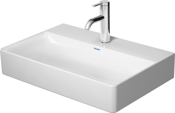 Bild von Duravit DuraSquare Waschtisch, Möbel-Waschtisch Compact 60x40 cm, ohne Hahnloch, ohne Überlauf, mit Hahnlochbank, Farbe: Weiß
