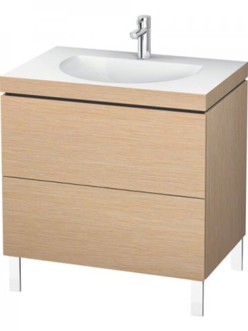 Bild von Duravit L-Cube Möbelwaschtisch c-bonded mit Unterbau wandhängend, 60x48 cm, 1 Auszug, ohne Überlauf, ohne Hahnloch, Farbe: Eiche gebürstet Echtholzfurnier