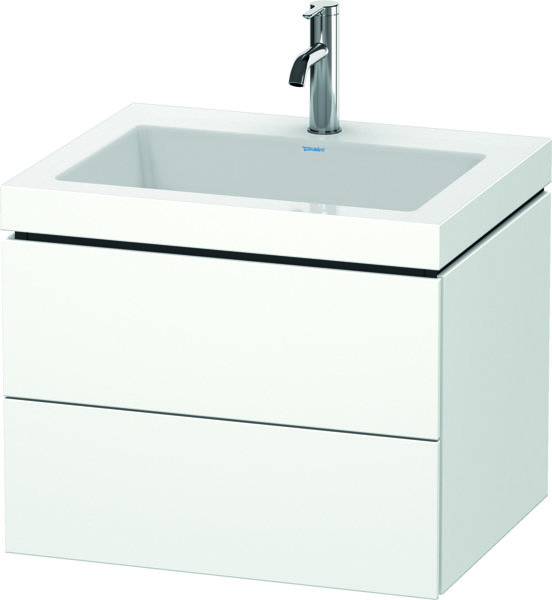 Bild von Duravit L-Cube Möbelwaschtisch c-bonded mit Unterbau wandhängend, 60x48 cm, 2 Schubkästen, ohne Überlauf, 1 Hahnloch, Farbe: Weiß Matt Dekor