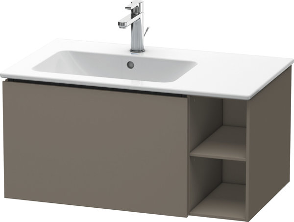 Bild von Duravit L-Cube Waschtischunterbau wandhängend 82,0 x 48,1 cm, 1 Auszug, Regalelement seitlich, für ME by Starck 234583 Becken Links, Farbe: Flannel Grey Seidenmatt Lack - LC619109090