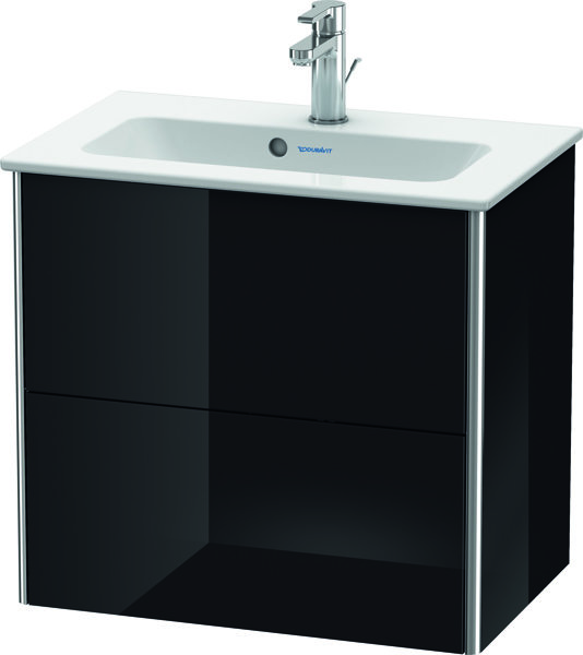 Bild von Duravit XSquare Waschtischunterbau Compact wandhängend 61,0x38,8 cm, 2 Schubkästen, für Waschtisch ME by Starck 234263, Farbe (Front/Korpus): Schwarz Hochglanz Lack - XS416504040