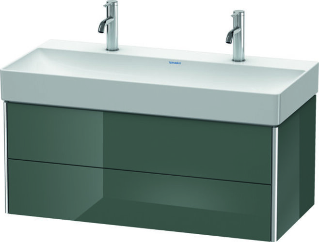 Bild von Duravit XSquare Waschtischunterbau wandhängend 98,4 46,0 cm, 2 Schubkästen, für Waschtisch DuraSquare 235310, Farbe (Front/Korpus): Dolomiti Grey Hochglanz Lack - XS416303838