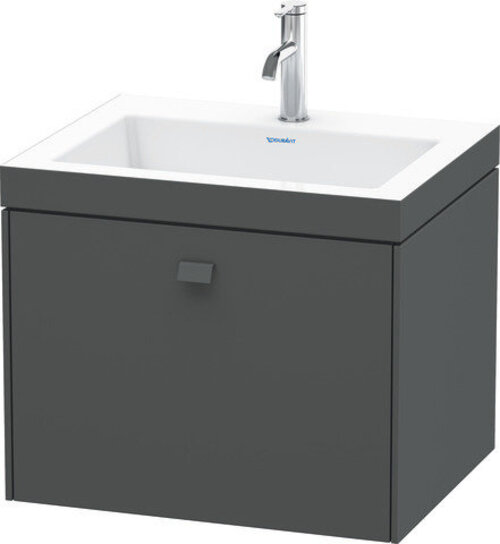 Bild von Duravit Brioso Möbelwaschtisch c-bonded mit Unterbau wandhängend 60,0x48,0 cm, 1 Auszug, ohne Überlauf, mit Hahnlochbank, ohne Hahnloch, Farbe (Front/Korpus): Kastanie Dunkel Dekor, Griff Chrom