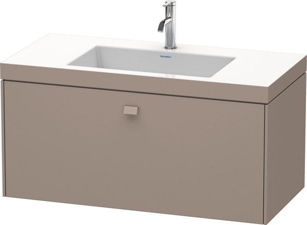 Bild von Duravit Brioso Möbelwaschtisch c-bonded mit Unterbau wandhängend 100,0x48,0 cm, 1 Auszug, ohne Überlauf, mit Hahnlochbank, 1 Hahnloch, Farbe (Front/Korpus): Basalt Matt Dekor, Griff Basalt Matt