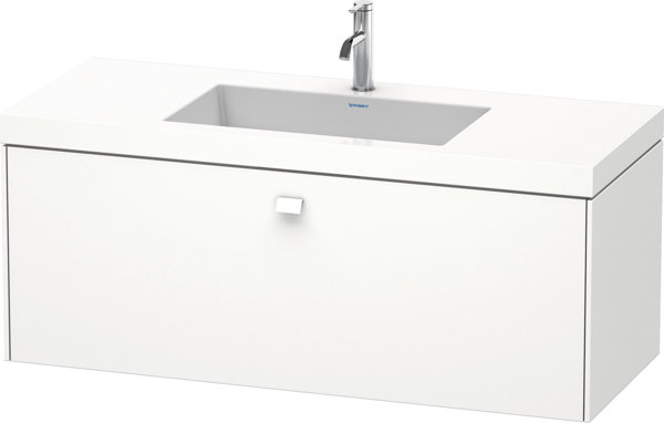 Bild von Duravit Brioso Möbelwaschtisch c-bonded mit Unterbau wandhängend 120,0x48,0 cm, 1 Auszug, ohne Überlauf, mit Hahnlochbank, 1 Hahnloch, Farbe (Front/Korpus): Tessiner Kirschbaum Dekor, Griff Chrom