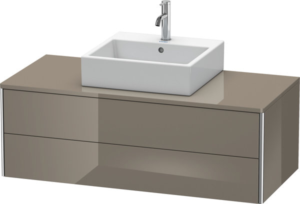 Bild von Duravit XSquare Waschtischunterbau wandhängend 120,0 x 54,8 cm, 2 Schubkästen, Farbe (Front/Korpus): Flannel Grey Hochglanz Lack - XS491208989