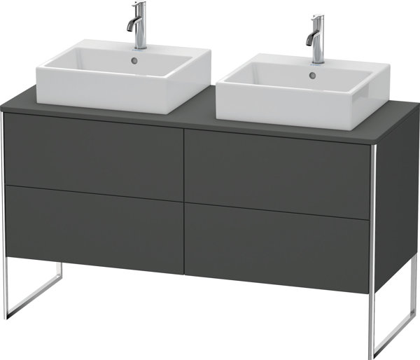 Bild von Duravit XSquare Waschtischunterbau stehend 140,0 x 54,8 cm, 4 Auszüge, Farbe (Front/Korpus): Graphit Matt Dekor - XS4926B4949