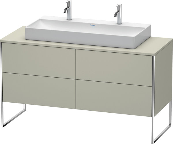 Bild von Duravit XSquare Waschtischunterbau stehend 140,0 x 54,8 cm, 4 Auszüge, für Waschtisch Vero Air 235010, Farbe (Front/Korpus): Taupe Seidenmatt Lack - XS4925M6060