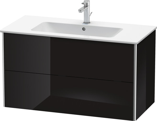 Bild von Duravit XSquare Waschtischunterbau wandhängend 101,0 x 47,8 cm, 2 Schubkästen, für Waschtisch ME by Starck 233610, Farbe (Front/Korpus): Schwarz Hochglanz Lack - XS417304040