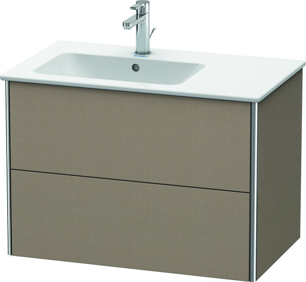 Bild von Duravit XSquare Waschtischunterbau wandhängend 81,0 x 47,8 cm, 2 Schubkästen, für Waschtisch ME by Starck 234583, Becken Links, Farbe (Front/Korpus): Leinen - XS417607575
