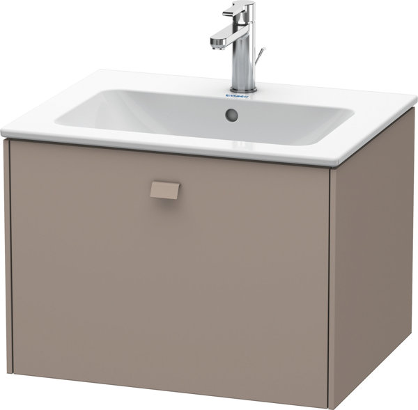 Bild von Duravit Brioso Waschtischunterbau wandhängend 62,0 x 47,9 cm, 1 Auszug, für Waschtisch ME by Starck 233663, Farbe (Front/Korpus): Basalt Matt Dekor, Griff Basalt Matt - BR400104343