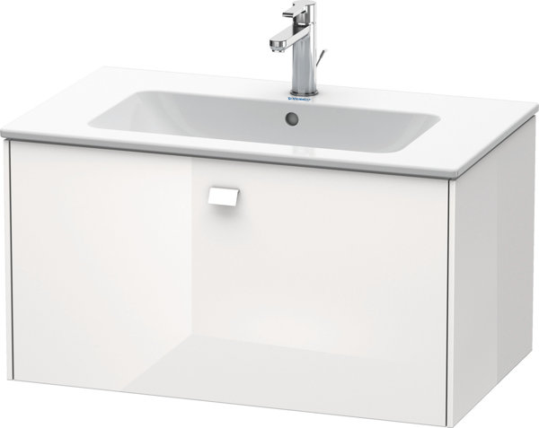Bild von Duravit Brioso Waschtischunterbau wandhängend 82,0 x 47,9 cm, 1 Auszug, für Waschtisch ME by Starck  233683, Farbe (Front/Korpus): Weiß Hochglanz Dekor, Griff Weiß Hochglanz