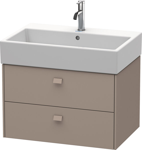 Bild von Duravit Brioso Waschtischunterbau wandhängend 68,4 x 45,9 cm, 2 Schubkästen, inkl. Siphonausschnitt und Schürze, für Waschtisch Vero Air  235070, Farbe (Front/Korpus): Basalt Matt Dekor, Griff Basalt Matt