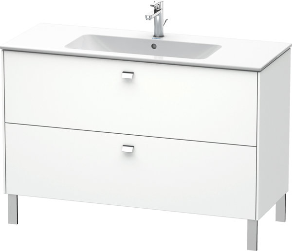 Bild von Duravit Brioso Waschtischunterbau stehend 122,0 x 47,9 cm, mit 2 Auszüge, inkl. Siphonausschnitt und Schürze, für Waschtisch ME by Starck  233612, Farbe (Front/Korpus): Graphit Matt Dekor, Griff Graphit Matt