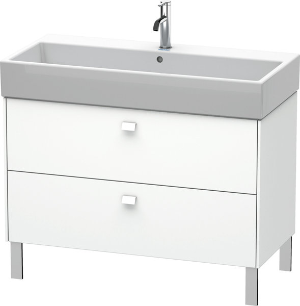 Bild von Duravit Brioso Waschtischunterbau stehend 98,4 x 45,9 cm, 2 Auszüge, inkl. Siphonausschnitt und Schürze, für Waschtisch Vero Air  235010, Farbe (Front/Korpus): Lichtblau Matt Dekor, Griff Chrom