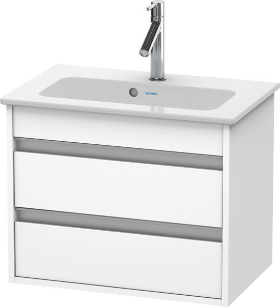 Bild von Duravit Ketho Waschtischunterschrank wandhängend Compact 6452, 2 Schubkästen, inkl. Siphonausschnitt und Schürze, 600mm, für ME by Starck 234263, Farbe (Front/Korpus): Leinen - KT645207575