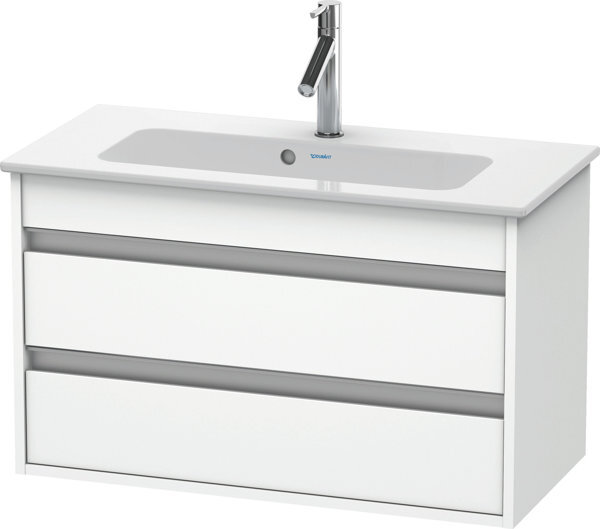 Bild von Duravit Ketho Waschtischunterschrank wandhängend Compact 6453, 2 Schubkästen, inkl. Siphonausschnitt und Schürze, 800mm, für ME by Starck 234283, Farbe (Front/Korpus): Leinen - KT645307575