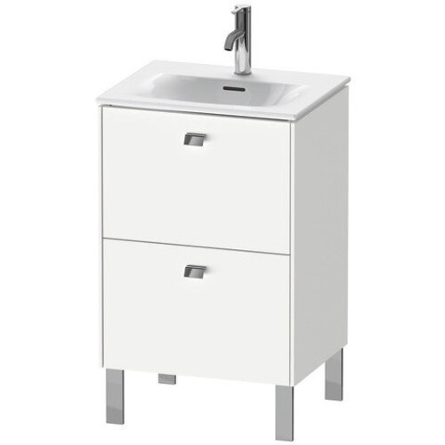 Bild von Duravit Brioso Waschtischunterbau stehend 52,0 x 41,9 cm, 2 Auszüge, inkl. Siphonausschnitt und Schürze, für Waschtisch Viu 234453, Farbe (Front/Korpus): Weiß Matt Dekor, Griff Chrom
