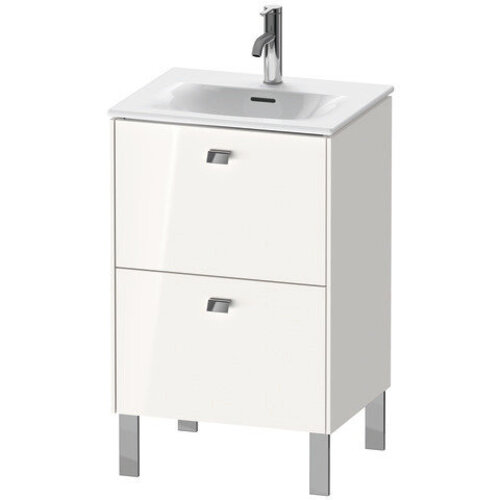 Bild von Duravit Brioso Waschtischunterbau stehend 52,0 x 41,9 cm, 2 Auszüge, inkl. Siphonausschnitt und Schürze, für Waschtisch Viu 234453, Farbe (Front/Korpus): Weiß Hochglanz Dekor, Griff Chrom