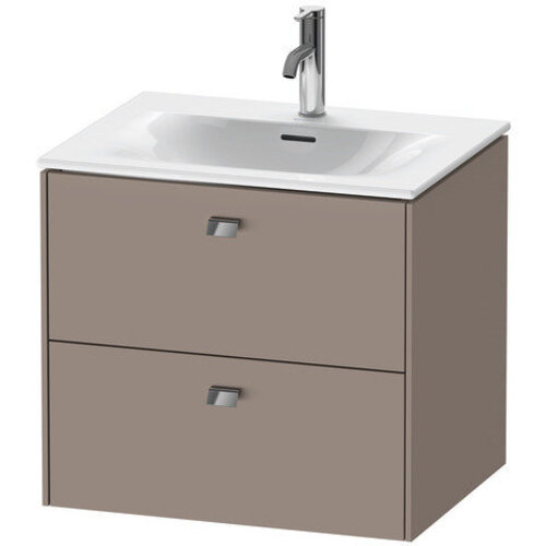 Bild von Duravit Brioso Waschtischunterbau wandhängend 62,0 x 47,9 cm, 2 Schubkästen, inkl. Siphonausschnitt und Schürze, für Waschtisch Viu 234463, Farbe (Front/Korpus): Basalt Matt Dekor, Griff Chrom