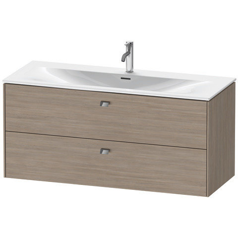 Bild von Duravit Brioso Waschtischunterbau wandhängend 122,0 x 47,9 cm, 2 Schubkästen, inkl. Siphonausschnitt und Schürze, für Waschtisch Viu 234412, Farbe (Front/Korpus): Pine Silver Dekor, Griff Chrom