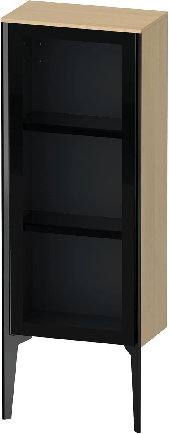 Bild von Duravit XViu XV1360 Halbhochschrank mit Glastür stehend, Anschlag rechts, 400x240 mm, Höhe 890 mm, Farbe (Front/Korpus): schwarz matt/mediter. Eiche - XV1360RB271