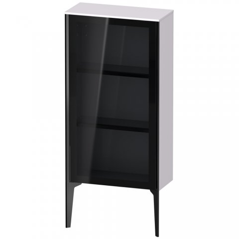 Bild von Duravit XViu XV1361 Halbhochschrank mit Glastür stehend, Anschlag links, 500x240 mm, Höhe 890 mm, Farbe (Front/Korpus): schwarz matt/weißer flieder hgl.
