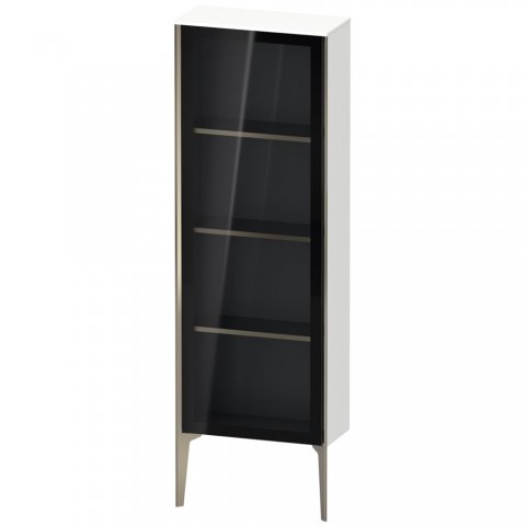 Bild von Duravit XViu XV1366 Halbhochschrank mit Glastür stehend, Anschlag Links, 500x240 mm, Höhe 1330 mm, Farbe (Front/Korpus): schwarz matt/nussbaum gebürstet - XV1366LB269
