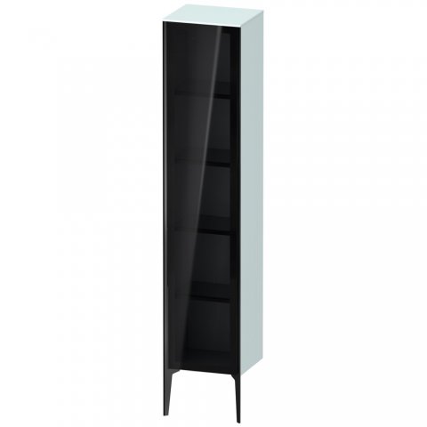 Bild von Duravit XViu XV1375 Hochschrank mit Glastür stehend, Anschlag rechts, 400x360 mm, Höhe 1770 mm, Farbe (Front/Korpus): schwarz matt/lichtblau matt