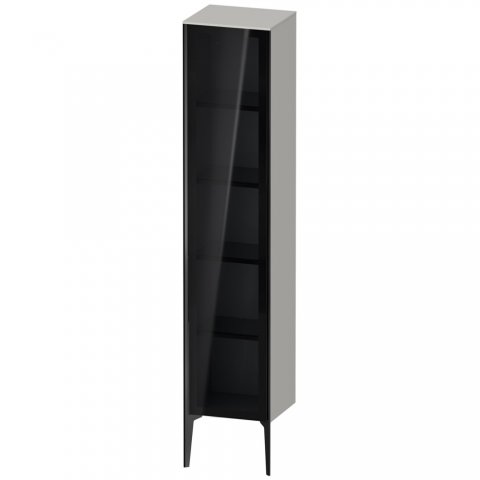 Bild von Duravit XViu XV1375 Hochschrank mit Glastür stehend, Anschlag rechts, 400x360 mm, Höhe 1770 mm, Farbe (Front/Korpus): schwarz matt/betongrau matt - XV1375RB207