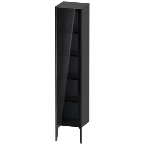 Bild von Duravit XViu XV1375 Hochschrank mit Glastür stehend, Anschlag rechts, 400x360 mm, Höhe 1770 mm, Farbe (Front/Korpus): schwarz matt/Graphit matt - XV1375RB249