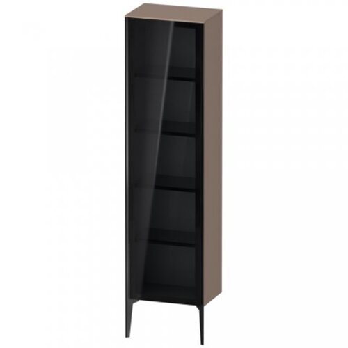 Bild von Duravit XViu XV1376 Hochschrank mit Glastür stehend, Anschlag links, 500x360 mm, Höhe 1770 mm, Farbe (Front/Korpus): schwarz matt/cappuccino hgl.