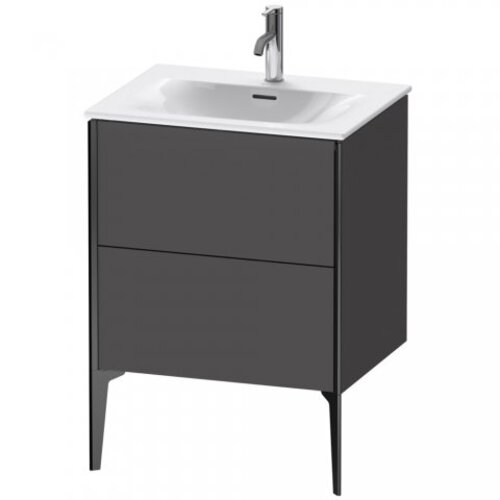 Bild von Duravit XViu 4300 Waschtischunterbau stehend, 2 Auszüge, für Waschtisch Viu 234463, 610x480 mm, Farbe (Front/Korpus): schwarz matt/Graphit matt - XV43000B249