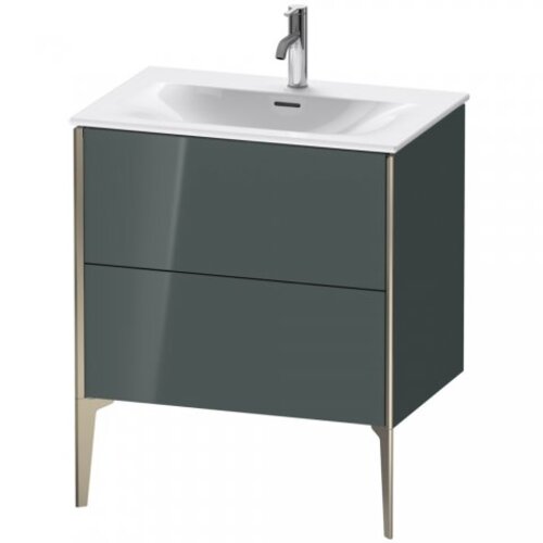 Bild von Duravit XViu 4301 Waschtischunterbau stehend, 2 Auszüge, für Waschtisch Viu 234473, 710x480 mm, Farbe (Front/Korpus): Champagner matt/dolomiti Grey hgl - XV43010B138