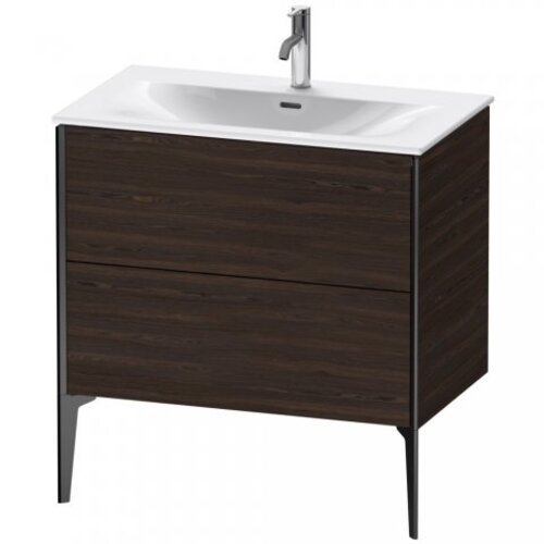 Bild von Duravit XViu 4302 Waschtischunterbau stehend, 2 Auszüge, für Waschtisch Viu 234483, 810x480 mm, Farbe (Front/Korpus): schwarz matt/nussbaum gebürstet - XV43020B269
