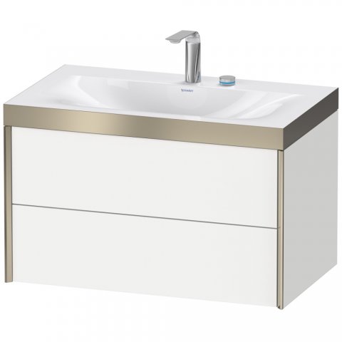 Bild von Duravit XViu 4615 Möbelwaschtisch c-bonded, mit 2 Hahnlöchern, mit Unterbau wandhängend, 2 Schubkästen, 800x480, Farbe (Front/Korpus): champagner matt/olive braun hgl.