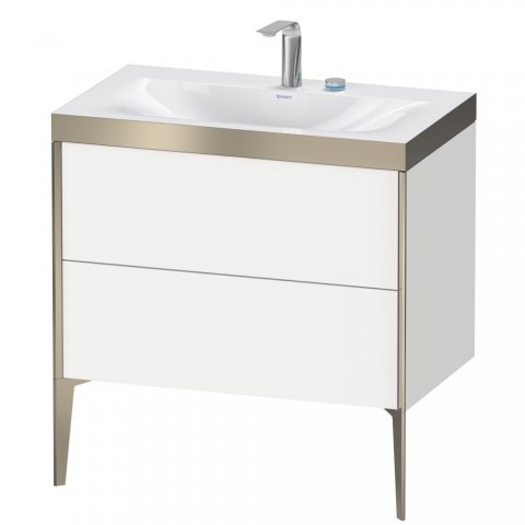 Bild von Duravit XViu 4710 Möbelwaschtisch c-bonded, mit 2 Hahnlöchern, mit Unterbau bodenstehend, 2 Auszüge, 800x480, Farbe (Front/Korpus): schwarz matt/pine silver