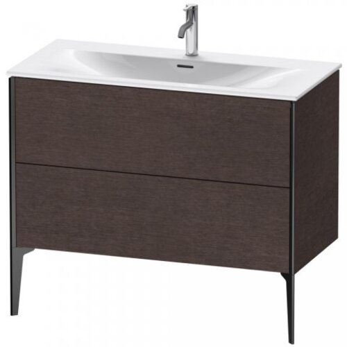 Bild von Duravit XViu 4303 Waschtischunterbau stehend, 2 Auszüge, für Waschtisch Viu 234410, 1010x480 mm, Farbe (Front/Korpus): schwarz matt/Eiche dunkel Geb. - XV43030B272
